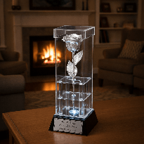 20th Anniversary 8" Platinum Rose in Custom Illuminated Case